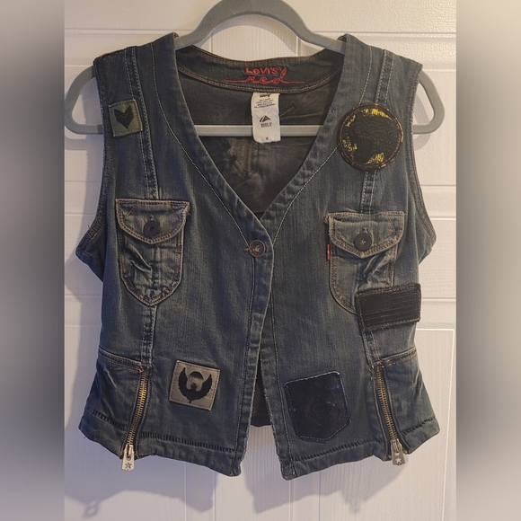 Levi's Jackets & Blazers - Vintage Levi's Red Dark Blue Denim Moto Vest M